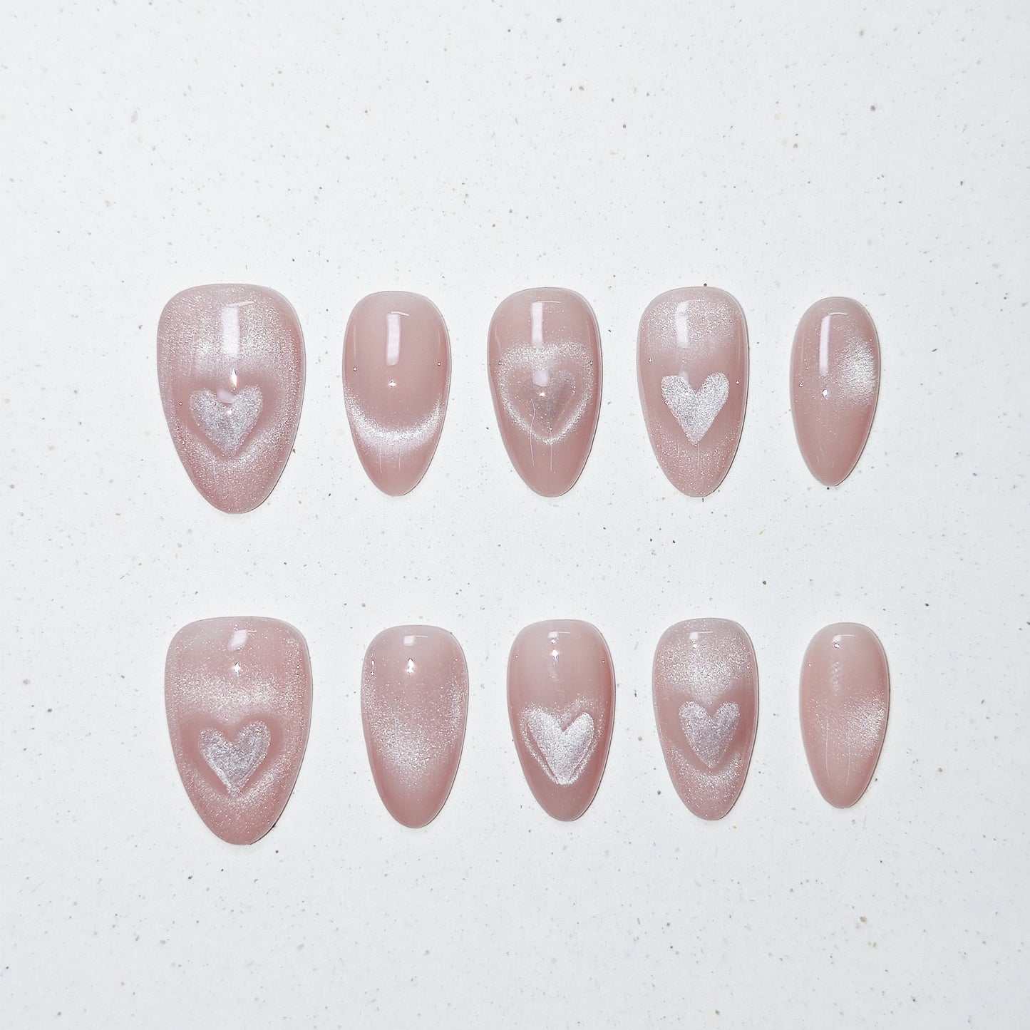 Blush Heart Eye Press On Nails