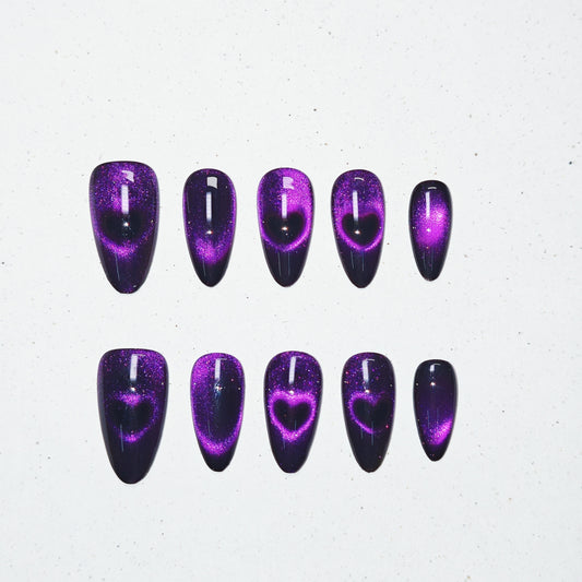 Amethyst Heart Press On Nails