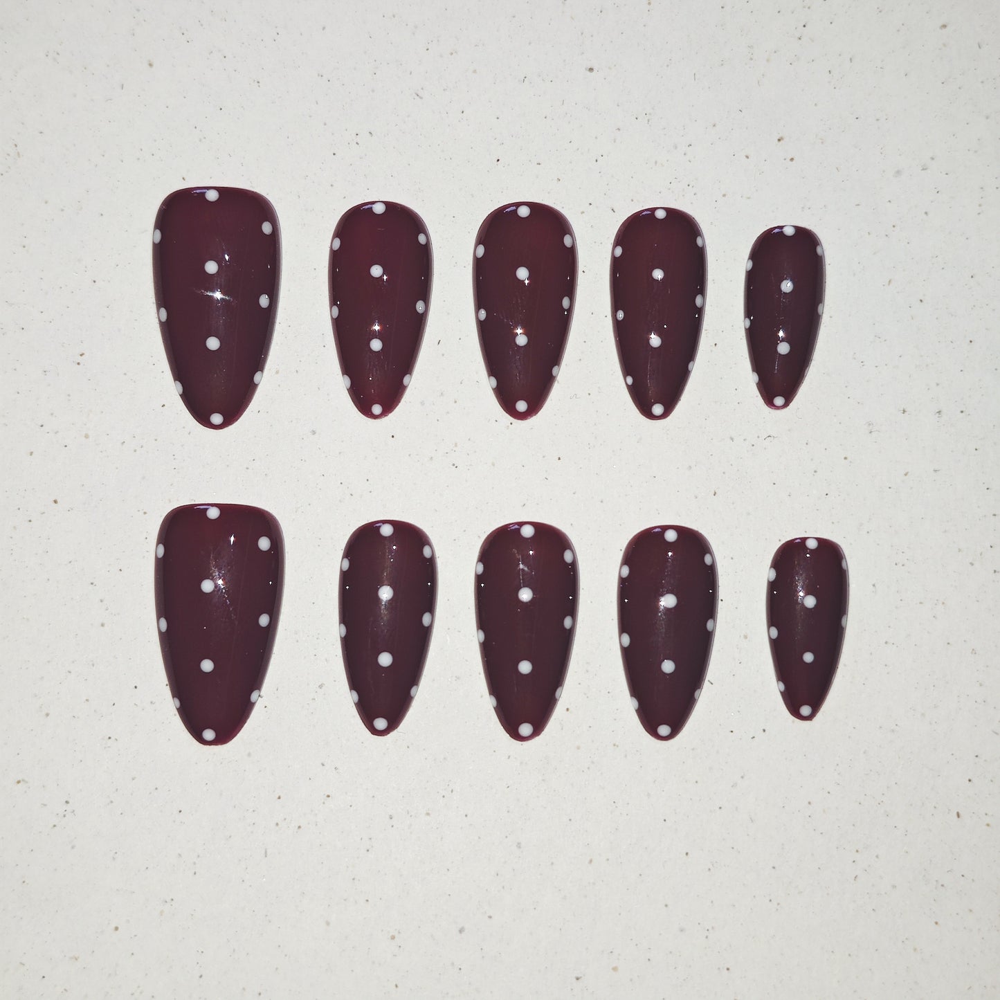 Burgundy Dots Press On Nails