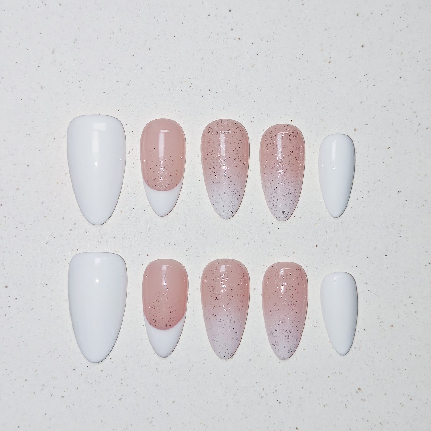 Pearl Press on Nails - nude &  white color