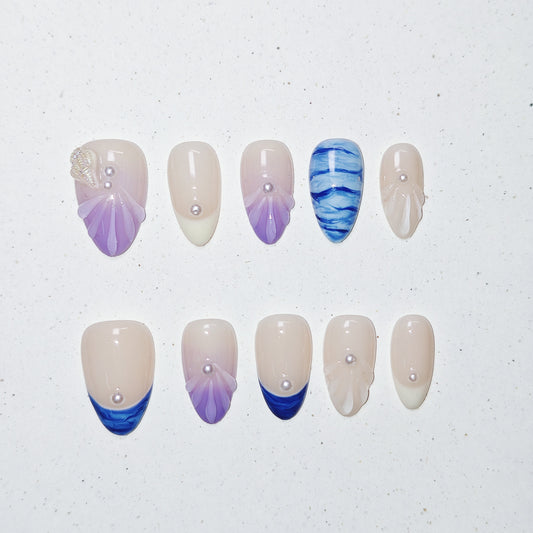 Ocean Cove Press on Nails - blue &  purple color