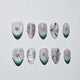 Golen Lotus Press on Nails - green &  white color