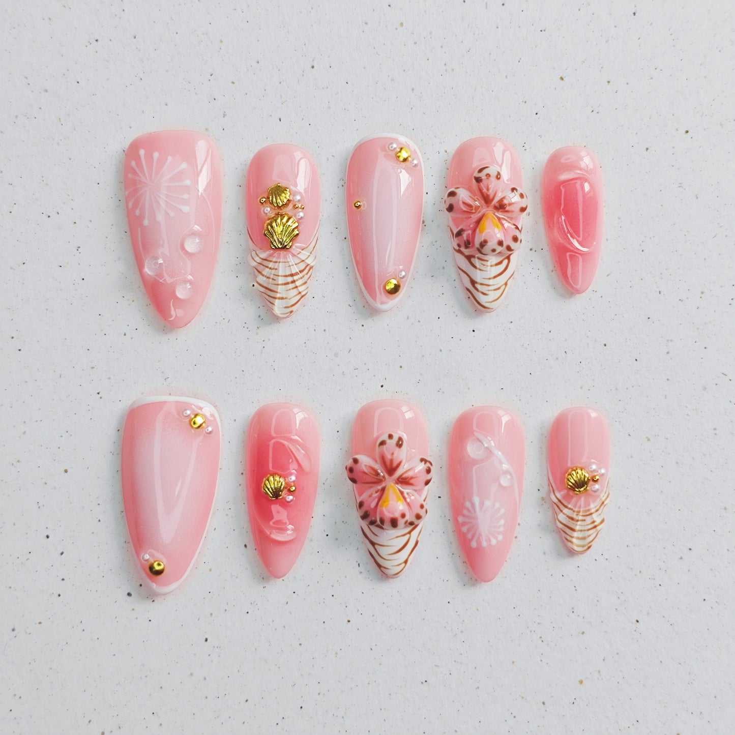 Cream Sakura Press On Nails