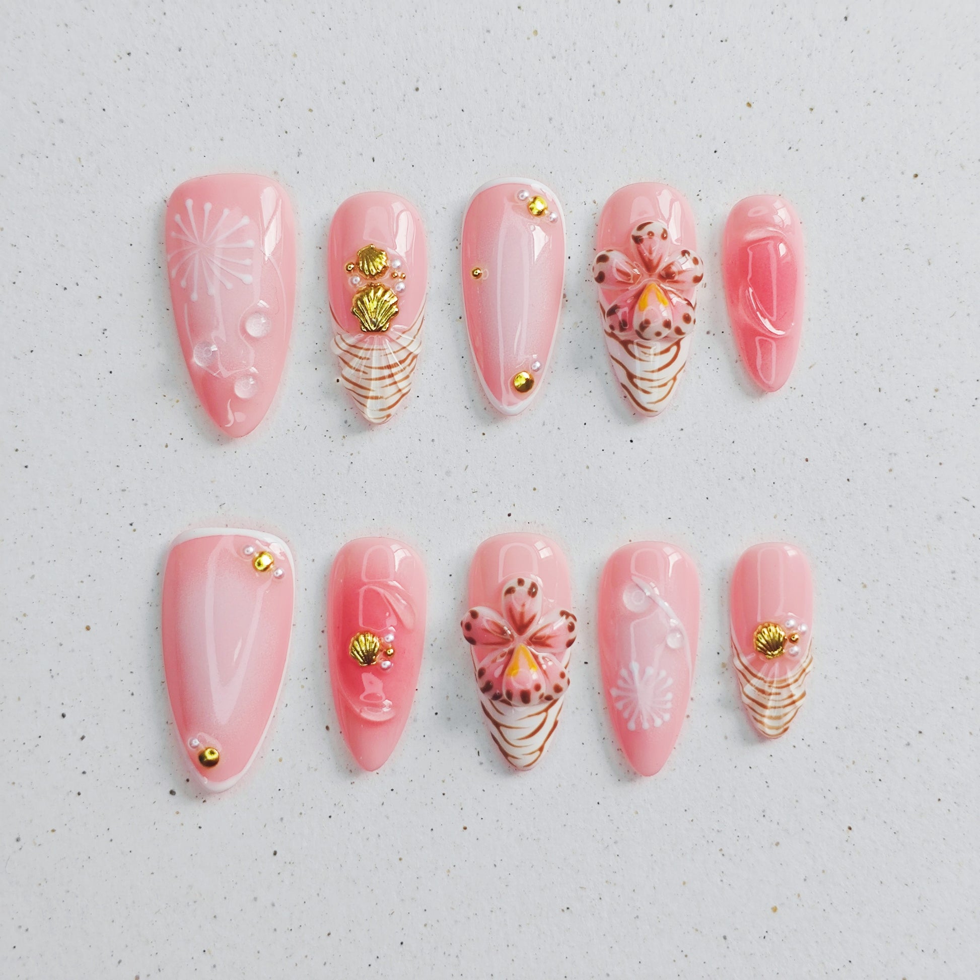 Cream Sakura Press On Nails