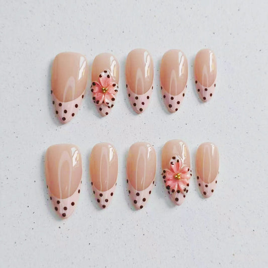Pink French Tip Press on Nails - pink &  white color