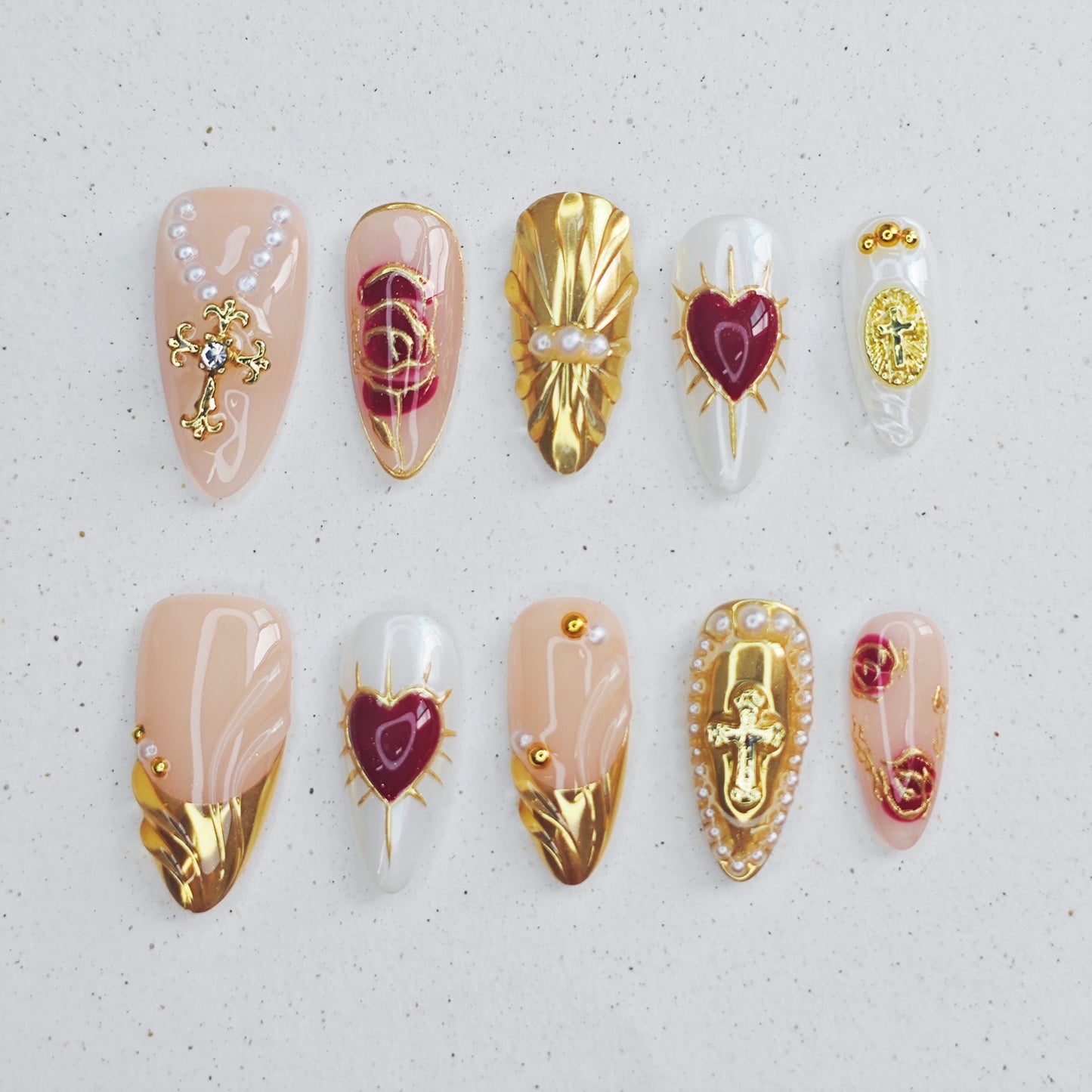 Burgundy Rose Press On Nails
