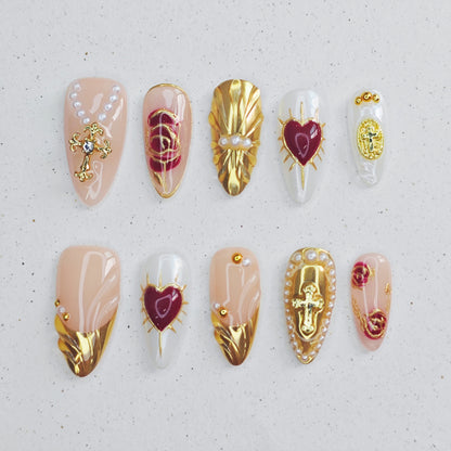 Burgundy Rose Press On Nails