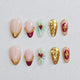 Gilded Burgundy Heart Press on Nails - gold &  red color