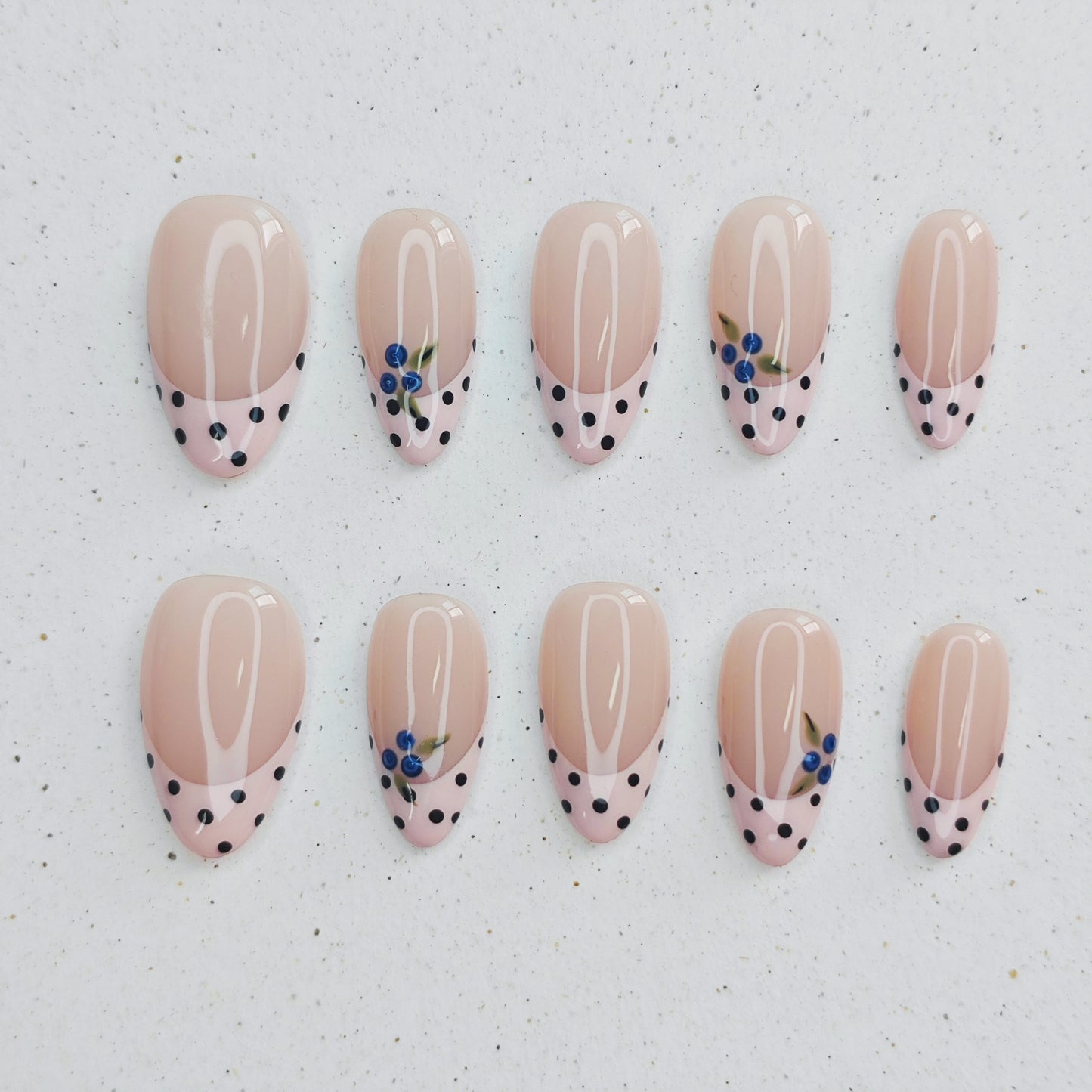 Blueberry Polka Dot Press On Nails