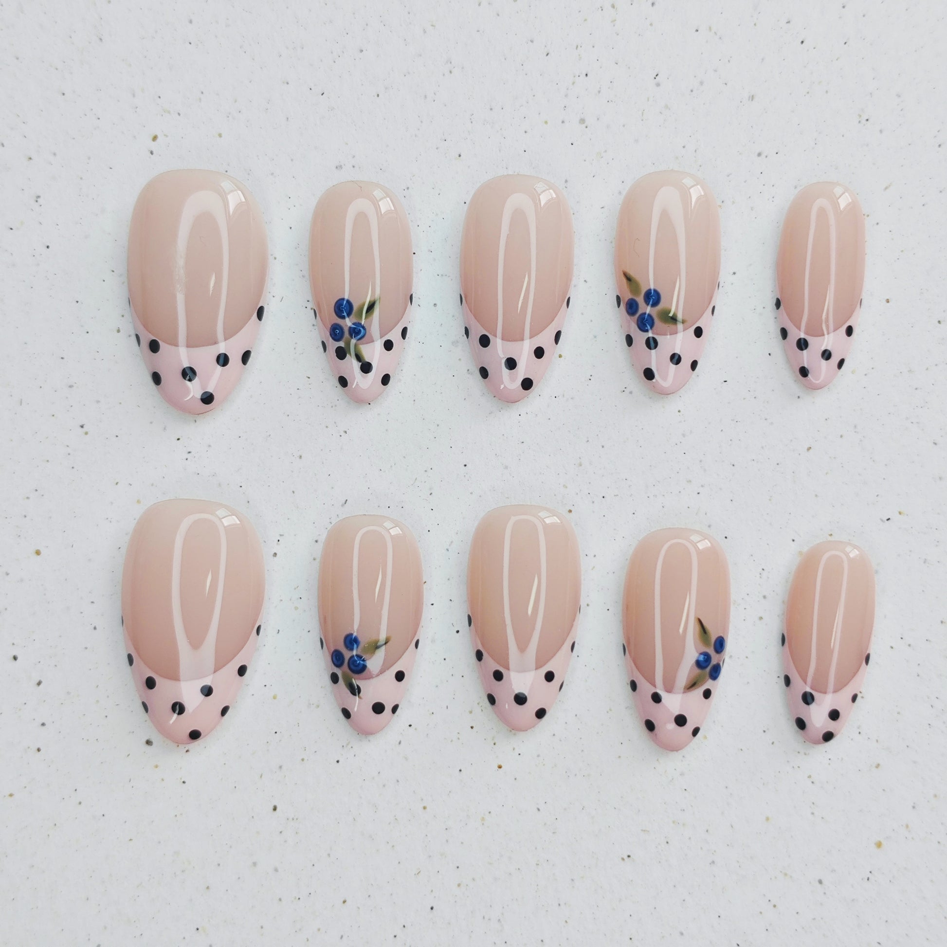 Blueberry Polka Dot Press On Nails