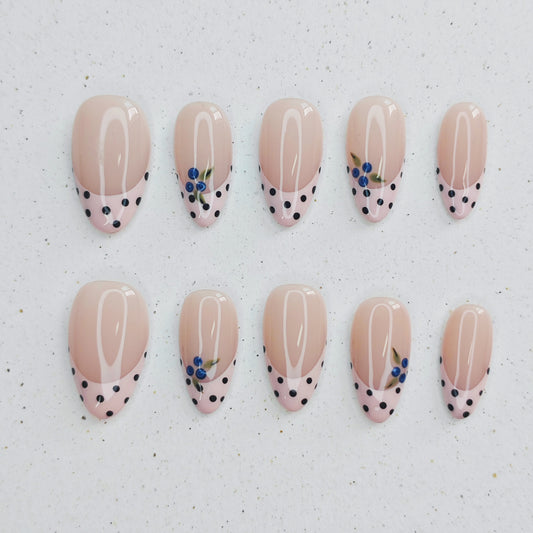 Blueberry Polka Dot Press On Nails