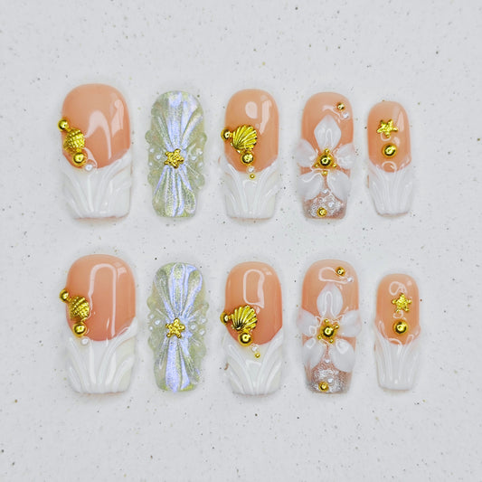 Ballet Sea Shell Press On Nails
