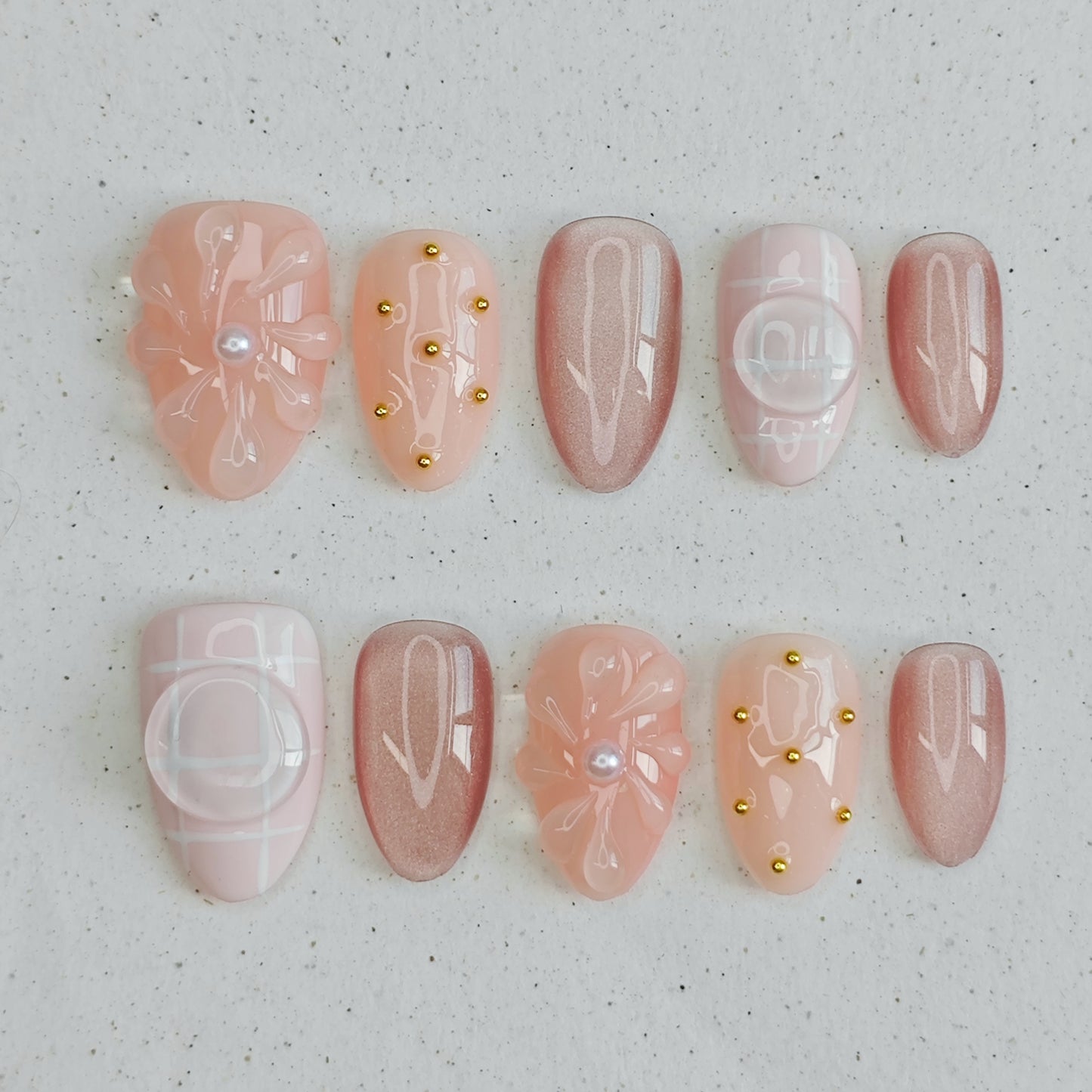 Blush Latticework Press On Nails