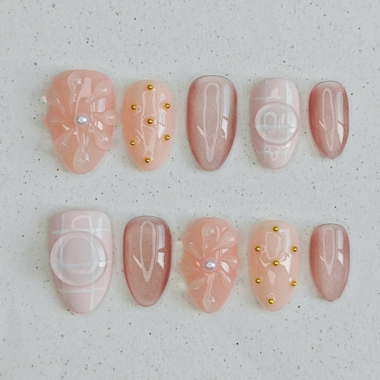 Blush Latticework Press On Nails
