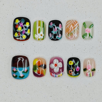 Artistic Bloom Press On Nails