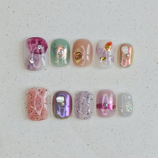 Blush Filigree Press On Nails