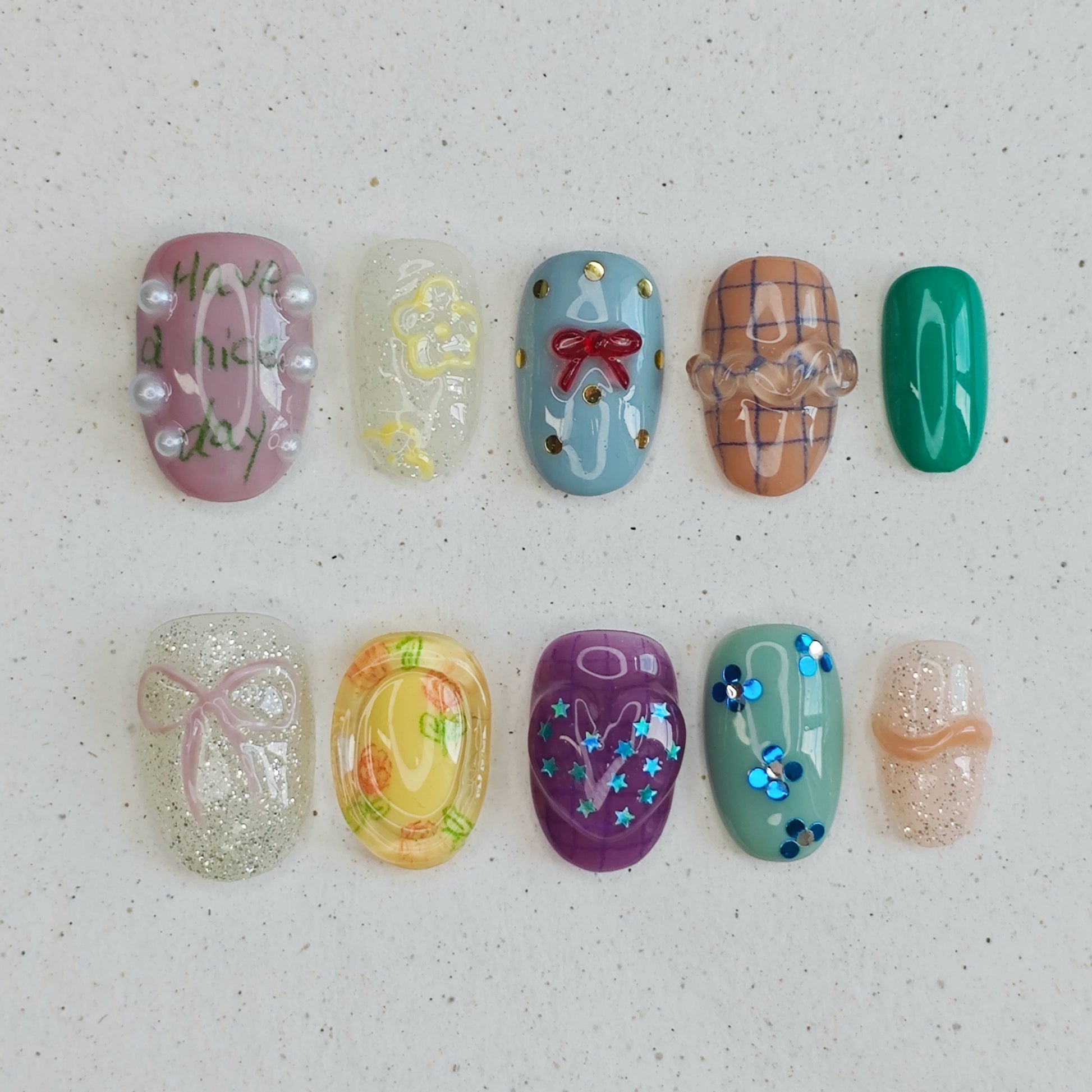 Pastel Haze Press on Nails - rainbow color