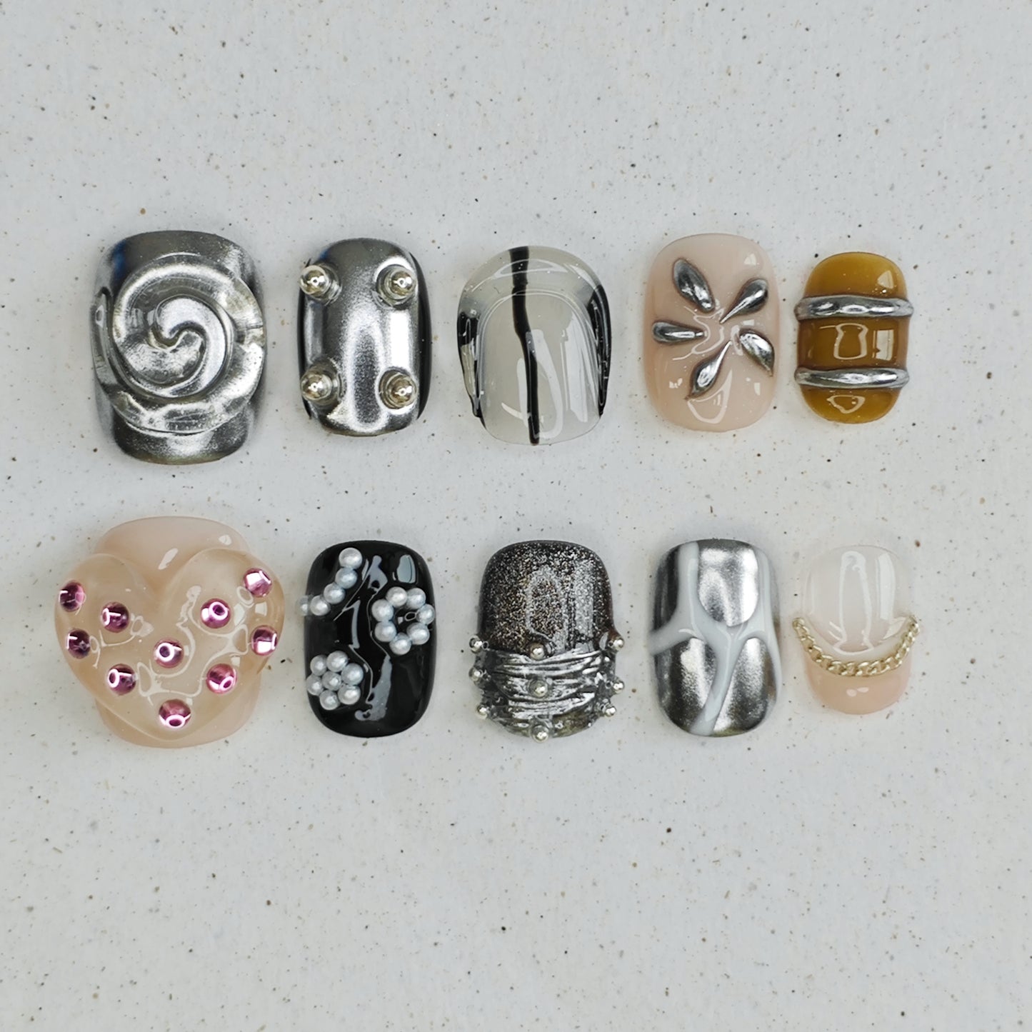Chrome Glimmer Press On Nails