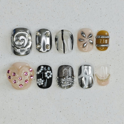 Chrome Glimmer Press On Nails