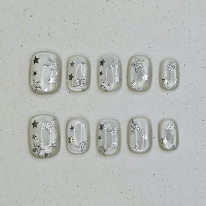 Frosted Starlight Press On Nails