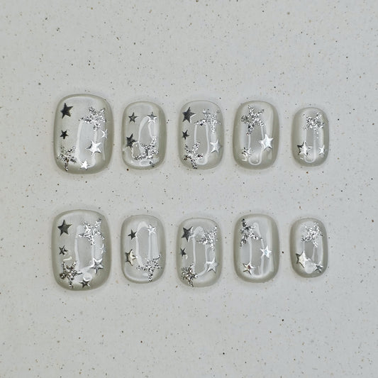 Frosted Starlight Press On Nails