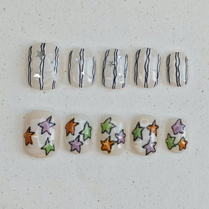 Muted Starfall Press on Nails - gray color
