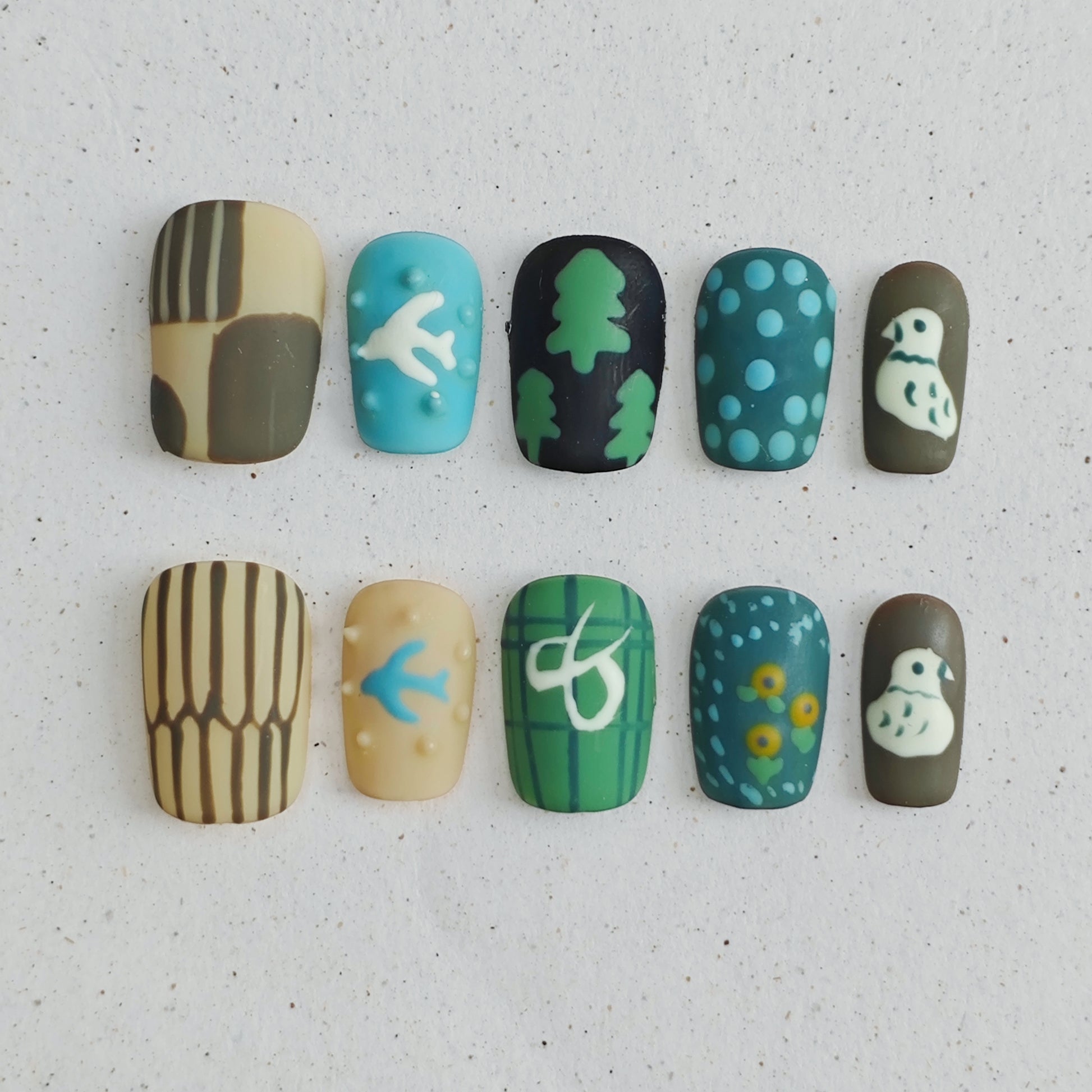 Pastel Itinerary Press on Nails - rainbow color