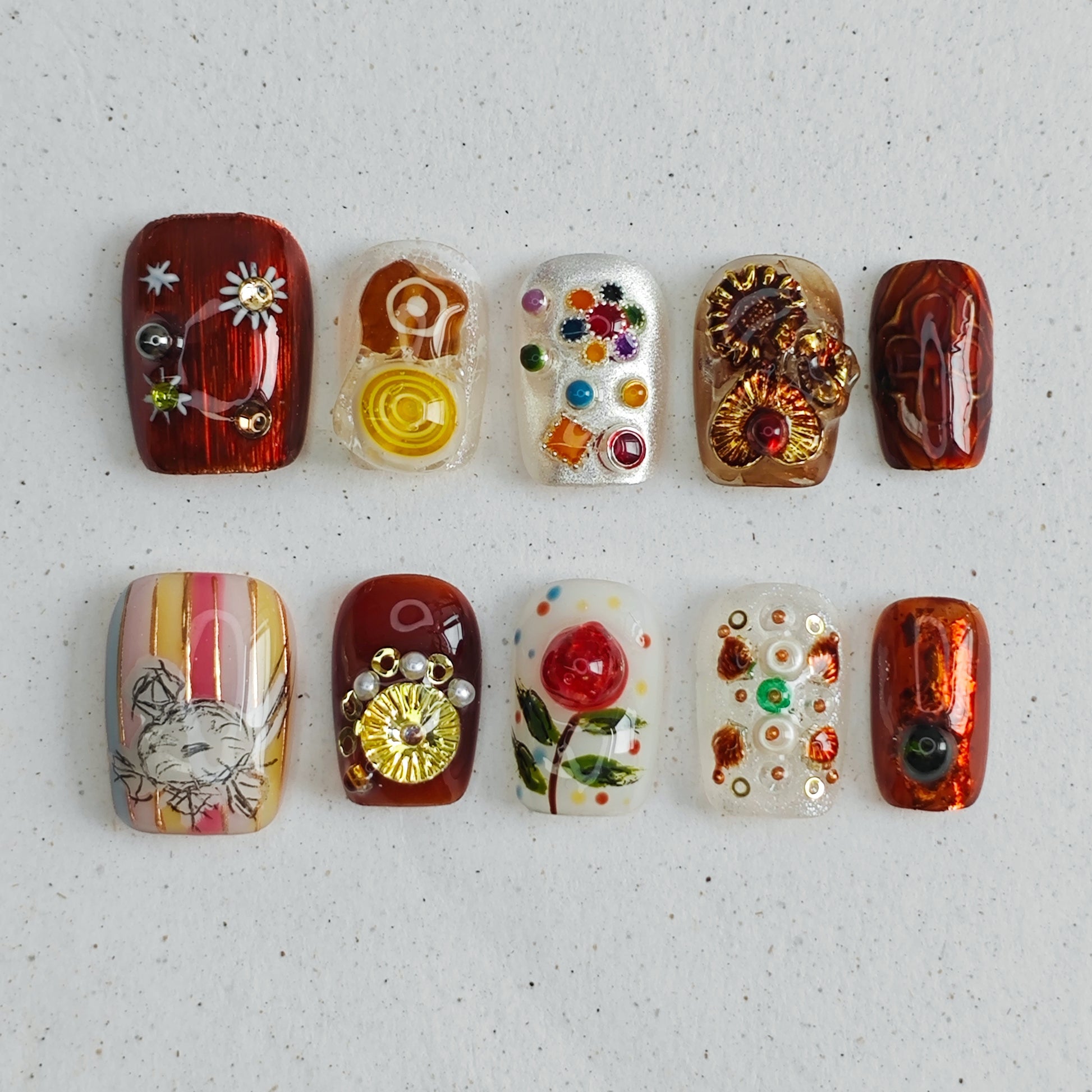 Amber Garden Press On Nails