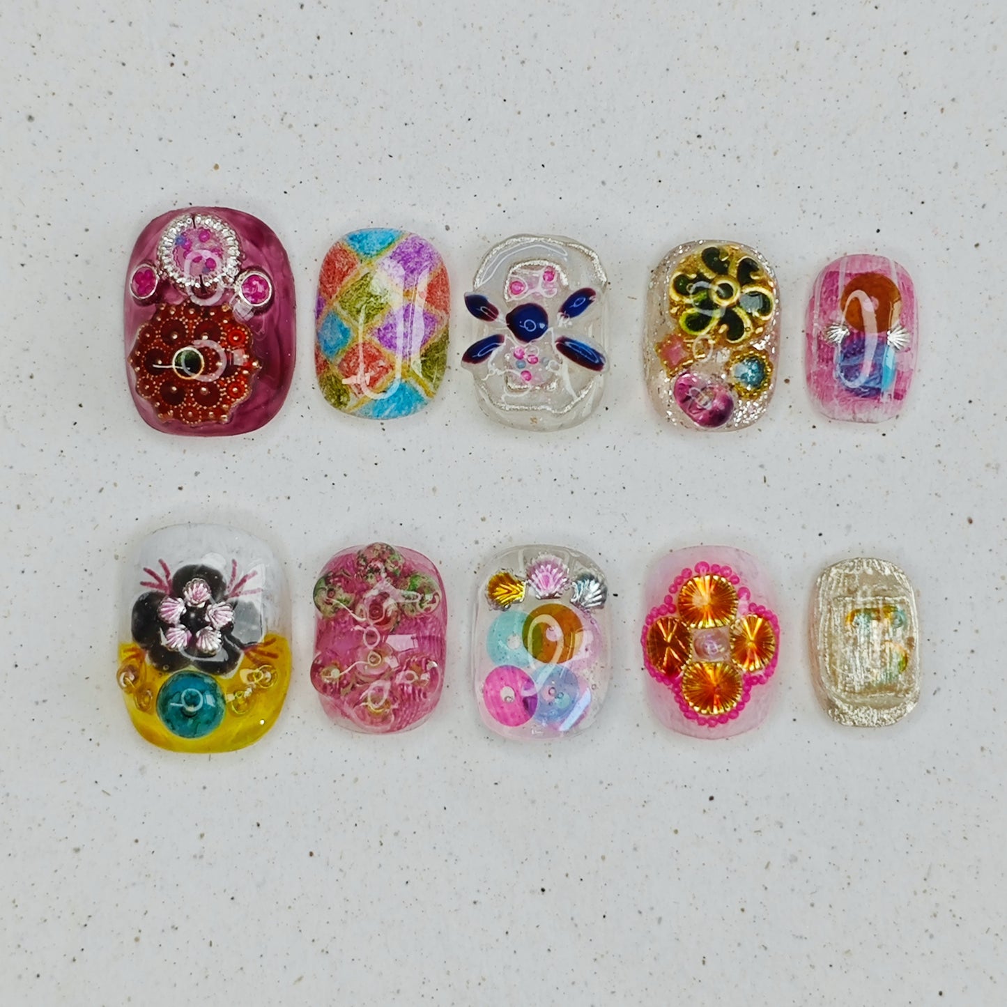 Kaleidoscope Petals Press on Nails - pink color