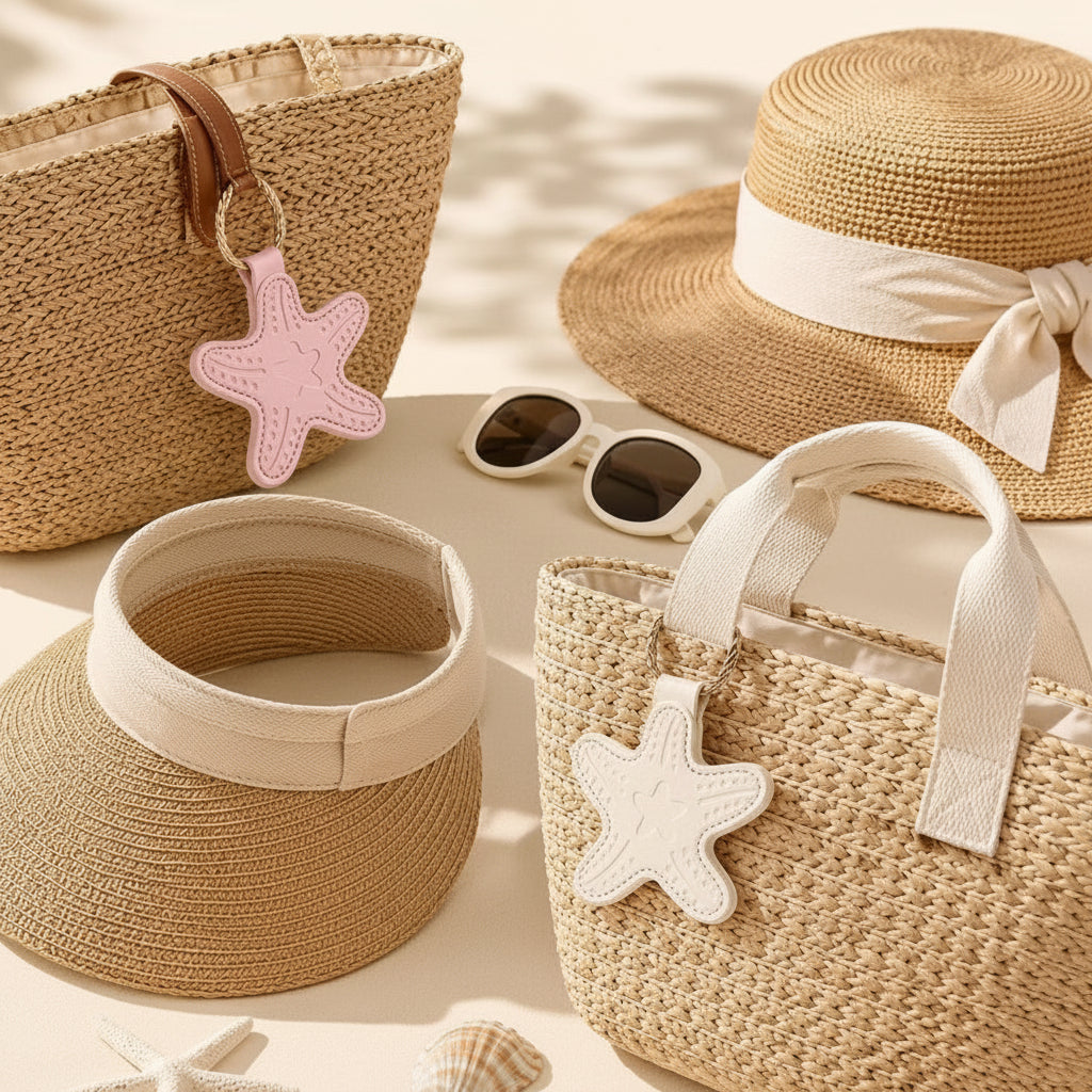 The starfish hat clip can be hung on the bag.