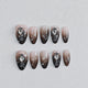 Gradient Black Press on Nails - silver &  black &  gray color