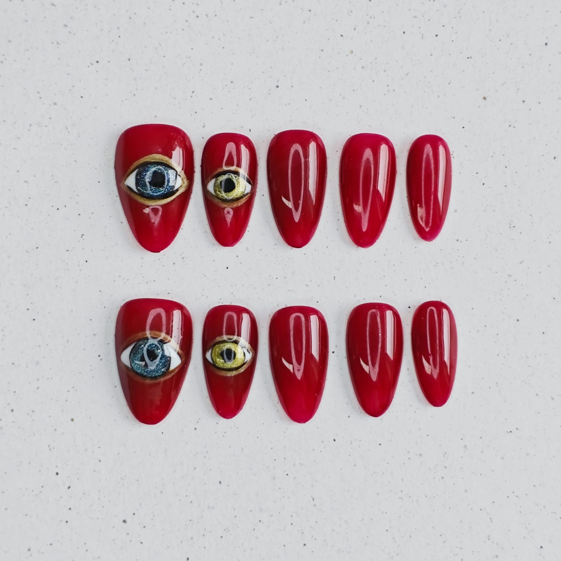 Mystic Eye Press on Nails - red color