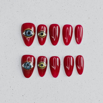 Mystic Eye Press on Nails - red color