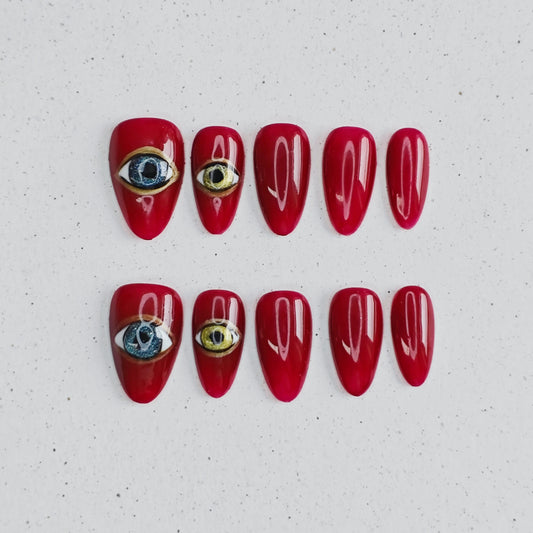 Mystic Eye Press on Nails - red color