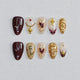 Gilded Regalia Press on Nails - red &  pink &  gold color